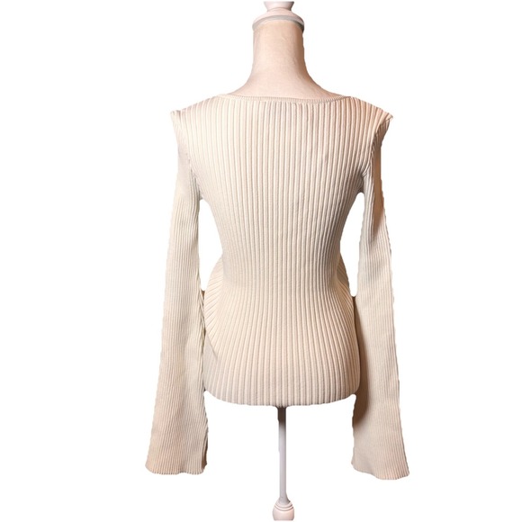 Anine‎ Bing Scarlet Scoop Neck Ribbed Knit Sweater Ivory NWT Size Large - Picture 2 of 6